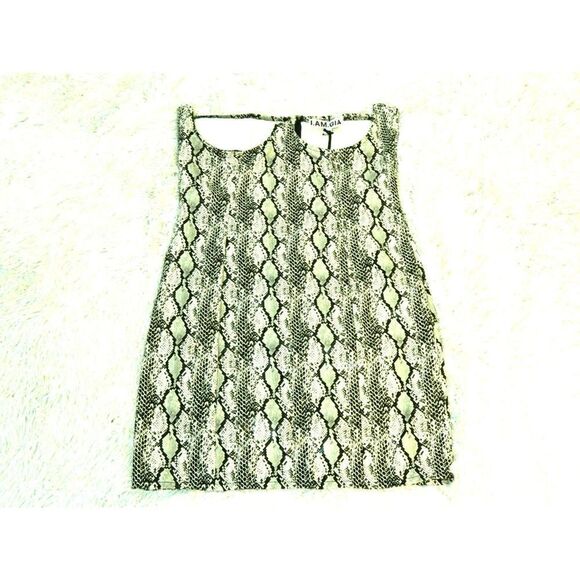 I. AM. GIA Dress Black White Snakeskin Corset Bodice Mini Dress Size Large - Picture 11 of 16